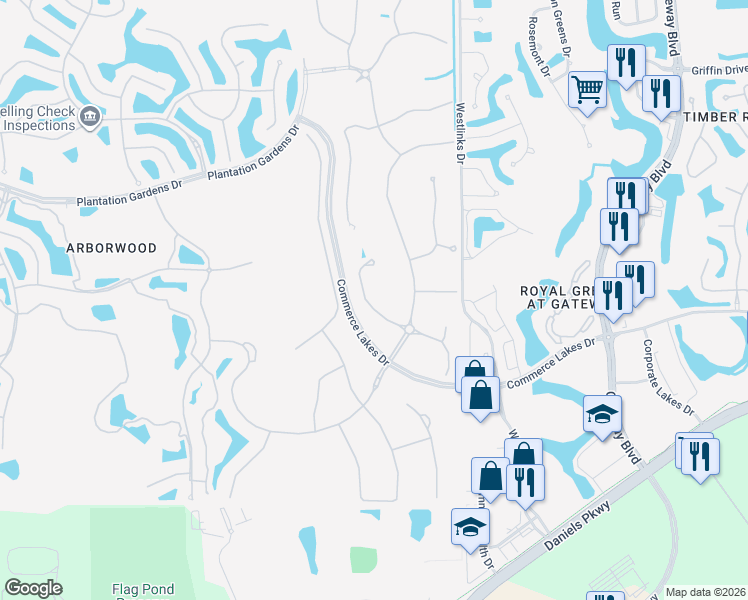 map of restaurants, bars, coffee shops, grocery stores, and more near 12035 Hawthorn Lake Drive in Fort Myers