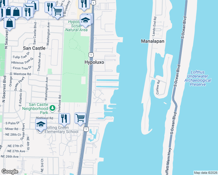 map of restaurants, bars, coffee shops, grocery stores, and more near 150 Periwinkle Drive in Hypoluxo
