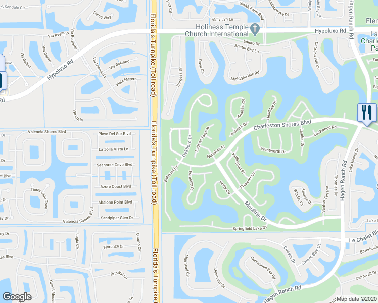 map of restaurants, bars, coffee shops, grocery stores, and more near 7678 Oakboro Drive in Lake Worth