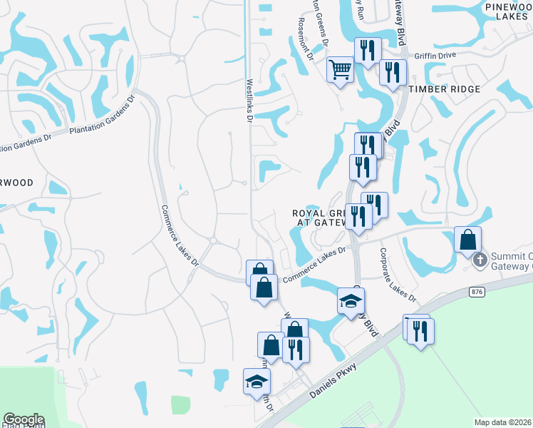map of restaurants, bars, coffee shops, grocery stores, and more near 12117 Palm Cove Street in Fort Myers