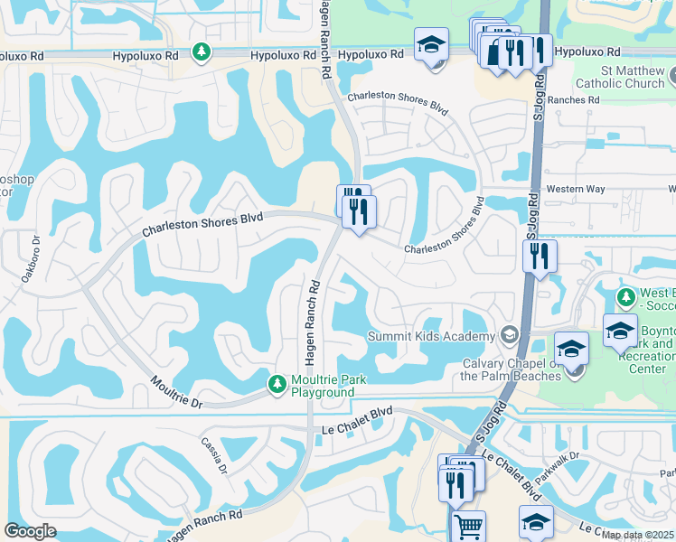map of restaurants, bars, coffee shops, grocery stores, and more near 7193 Lake Island Drive in Lake Worth