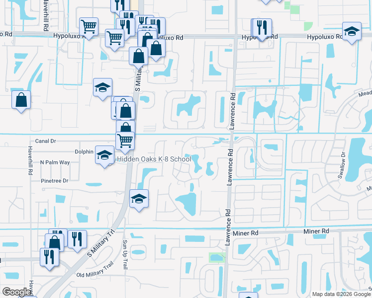 map of restaurants, bars, coffee shops, grocery stores, and more near 4035 Manor Forest Trail in Boynton Beach