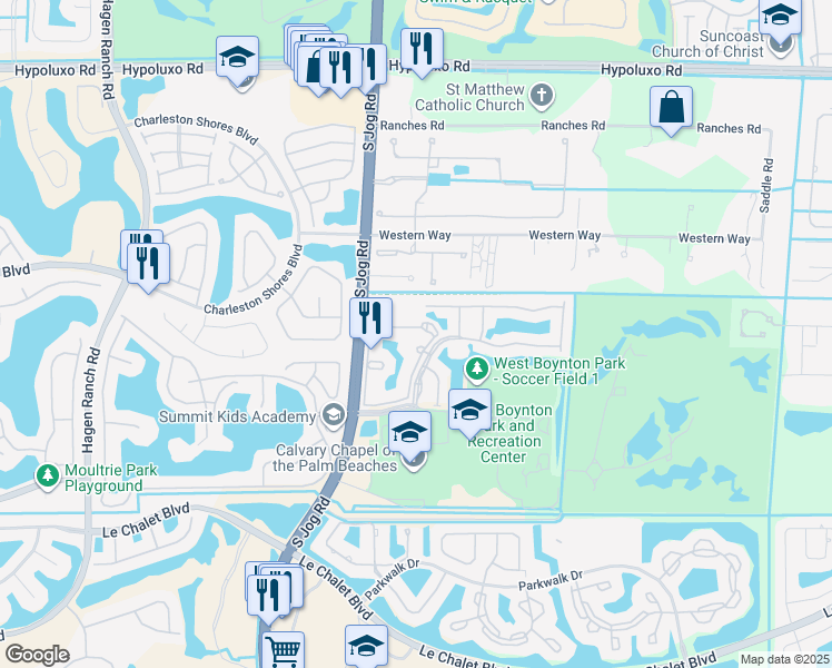 map of restaurants, bars, coffee shops, grocery stores, and more near 7824 Sonoma Springs Circle in Greenacres