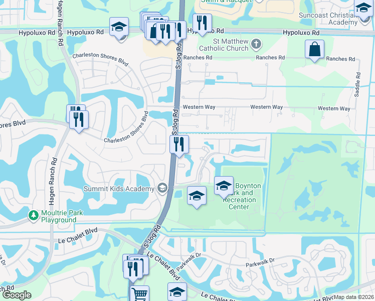 map of restaurants, bars, coffee shops, grocery stores, and more near 7824 Sonoma Springs Circle in Lake Worth