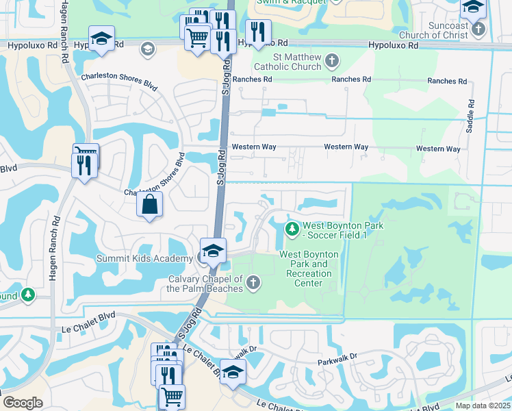 map of restaurants, bars, coffee shops, grocery stores, and more near 7824 Sonoma Springs Circle in Lake Worth