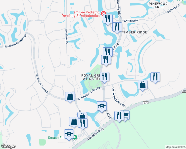 map of restaurants, bars, coffee shops, grocery stores, and more near 11501 Villa Grand in Fort Myers