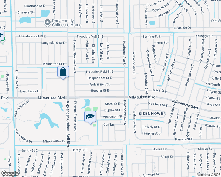 map of restaurants, bars, coffee shops, grocery stores, and more near 845 Hoosier Street in Lehigh Acres