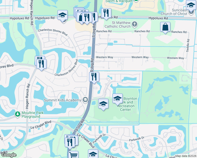map of restaurants, bars, coffee shops, grocery stores, and more near 7824 Sonoma Springs Circle in Lake Worth