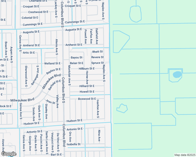 map of restaurants, bars, coffee shops, grocery stores, and more near 1255 Hillcrest Street East in Lehigh Acres