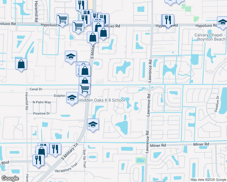 map of restaurants, bars, coffee shops, grocery stores, and more near 4291 Wood Ride Road in Boynton Beach