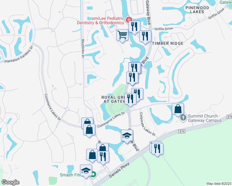 map of restaurants, bars, coffee shops, grocery stores, and more near 11501 Villa Grand in Fort Myers