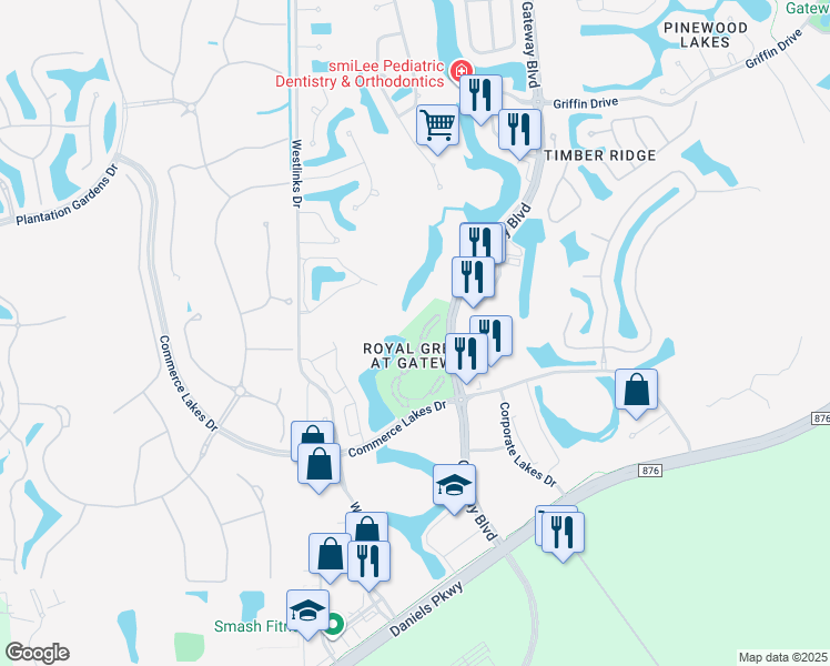 map of restaurants, bars, coffee shops, grocery stores, and more near 11500 Villa Grand in Fort Myers