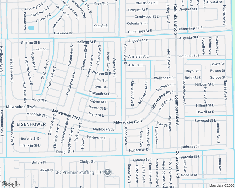 map of restaurants, bars, coffee shops, grocery stores, and more near 559 Aspen Avenue South in Lehigh Acres