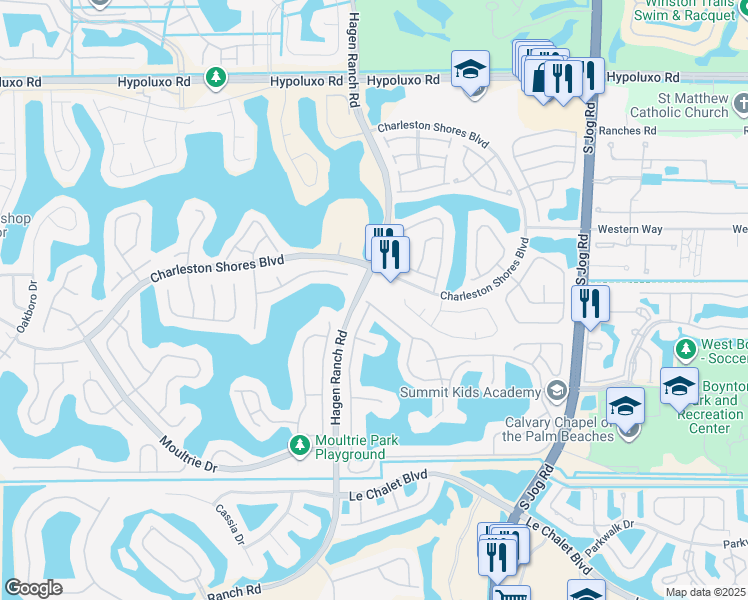 map of restaurants, bars, coffee shops, grocery stores, and more near 7579 Northtree Club Drive in Lake Worth