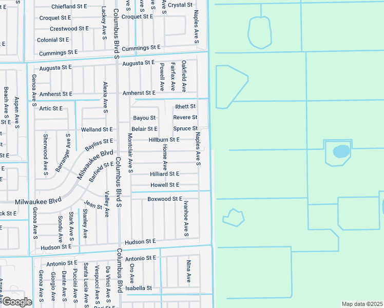 map of restaurants, bars, coffee shops, grocery stores, and more near 1255 Hillcrest Street East in Lehigh Acres