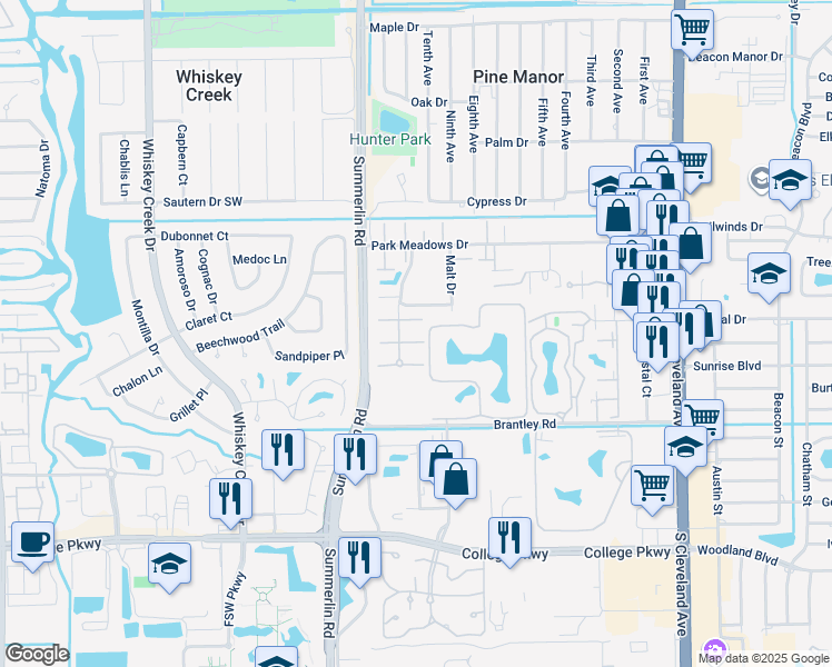 map of restaurants, bars, coffee shops, grocery stores, and more near 12357 Woodrose Court in Fort Myers