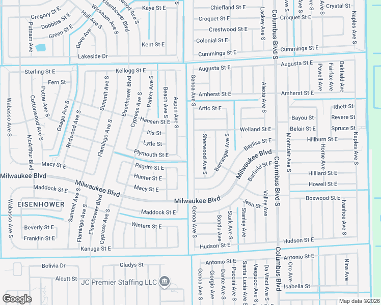 map of restaurants, bars, coffee shops, grocery stores, and more near 559 Aspen Avenue South in Lehigh Acres