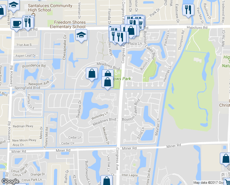 map of restaurants, bars, coffee shops, grocery stores, and more near 5704 Wheatley Court in Boynton Beach