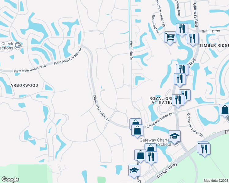 map of restaurants, bars, coffee shops, grocery stores, and more near 12008 Arbor Trace Drive in Fort Myers