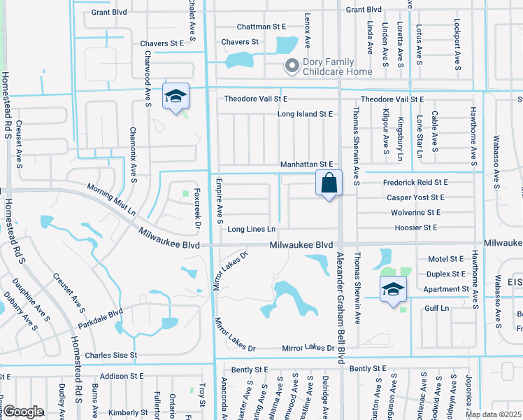 map of restaurants, bars, coffee shops, grocery stores, and more near 721 Little Rock Street East in Lehigh Acres
