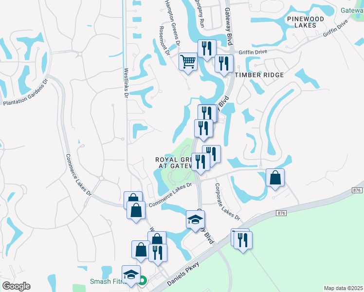 map of restaurants, bars, coffee shops, grocery stores, and more near 11480 Villa Grand in Fort Myers