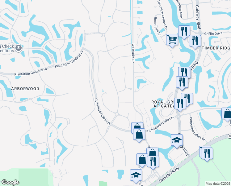 map of restaurants, bars, coffee shops, grocery stores, and more near 11998 Bay Oak Drive in Fort Myers