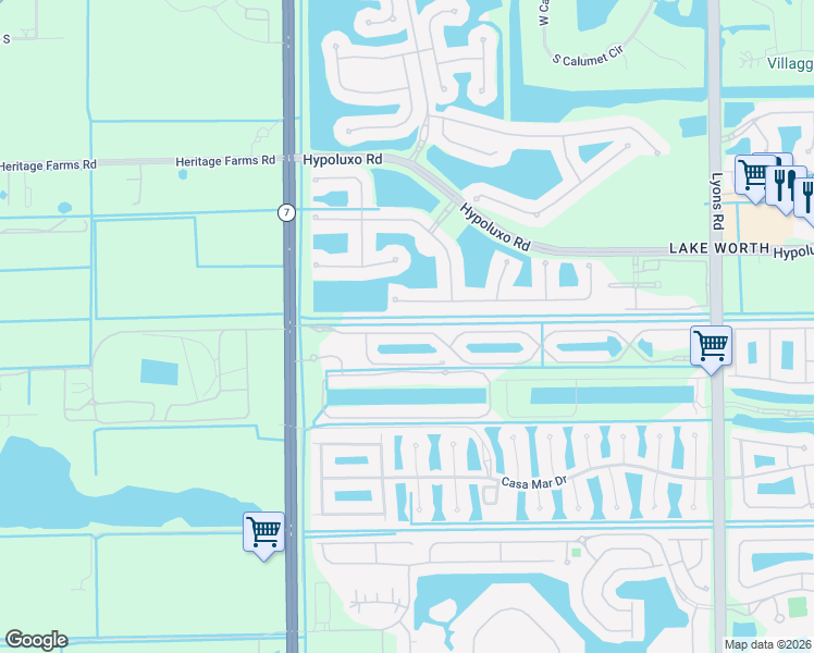 map of restaurants, bars, coffee shops, grocery stores, and more near 9743 Savannah Estates Drive in Lake Worth