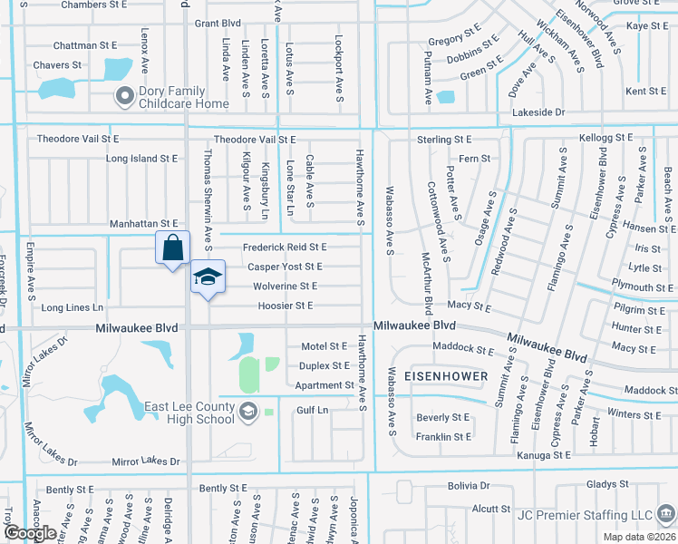 map of restaurants, bars, coffee shops, grocery stores, and more near 857 Casper Yost Street East in Lehigh Acres
