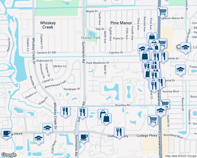 map of restaurants, bars, coffee shops, grocery stores, and more near 4053 Sandlewood Lane in Fort Myers