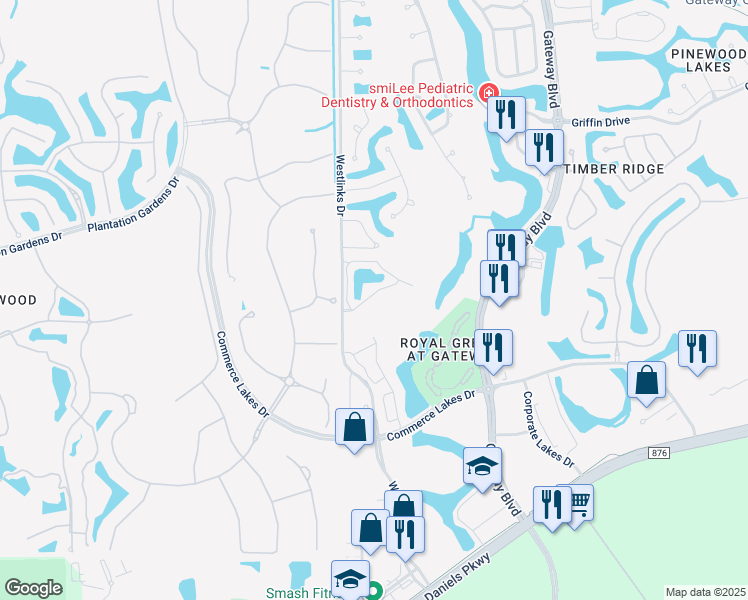map of restaurants, bars, coffee shops, grocery stores, and more near 12191 Summergate Circle in Fort Myers