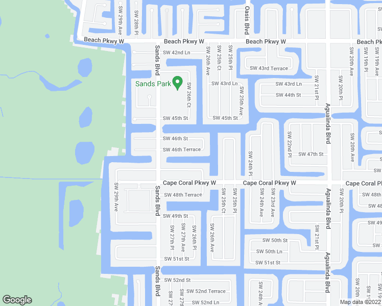 map of restaurants, bars, coffee shops, grocery stores, and more near 2626 Southwest 46th Terrace in Cape Coral