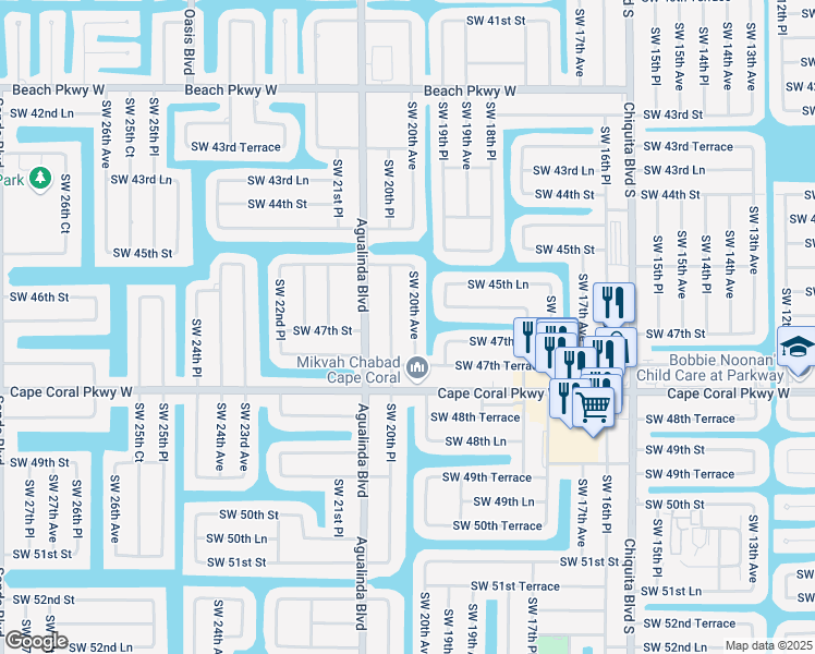 map of restaurants, bars, coffee shops, grocery stores, and more near 4626 Southwest 20th Avenue in Cape Coral