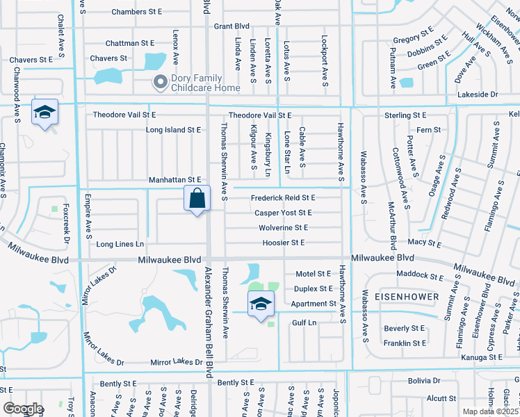 map of restaurants, bars, coffee shops, grocery stores, and more near 823 Casper Yost Street East in Lehigh Acres