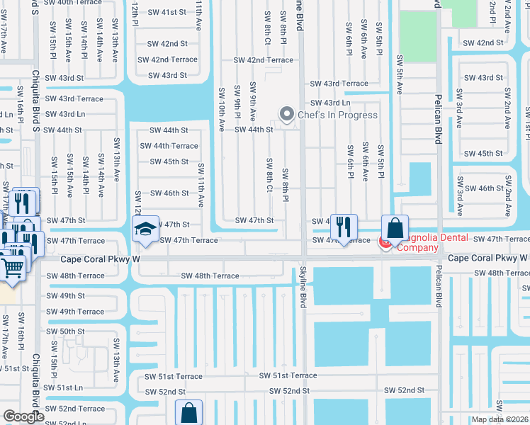 map of restaurants, bars, coffee shops, grocery stores, and more near 4622 Southwest 8th Court in Cape Coral