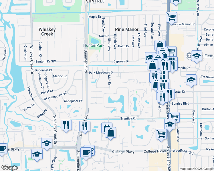 map of restaurants, bars, coffee shops, grocery stores, and more near in Villas