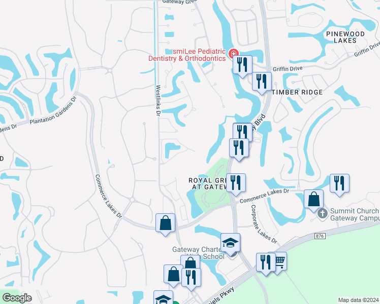 map of restaurants, bars, coffee shops, grocery stores, and more near 12090 Summergate Circle in Fort Myers