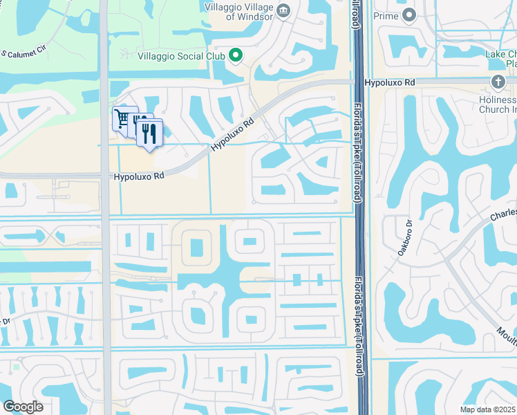 map of restaurants, bars, coffee shops, grocery stores, and more near 7860 Lyons Road in Lake Worth