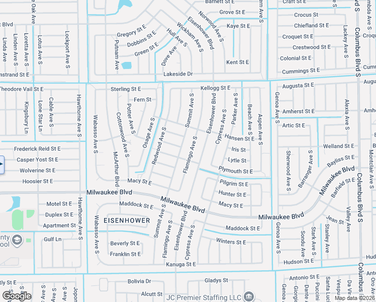 map of restaurants, bars, coffee shops, grocery stores, and more near 551 Summit Avenue South in Lehigh Acres