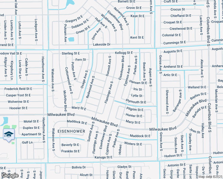 map of restaurants, bars, coffee shops, grocery stores, and more near 547 Flamingo Avenue South in Lehigh Acres