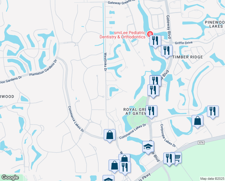 map of restaurants, bars, coffee shops, grocery stores, and more near 12191 Summergate Circle in Fort Myers