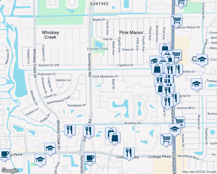 map of restaurants, bars, coffee shops, grocery stores, and more near 4053 Sandlewood Lane in Fort Myers