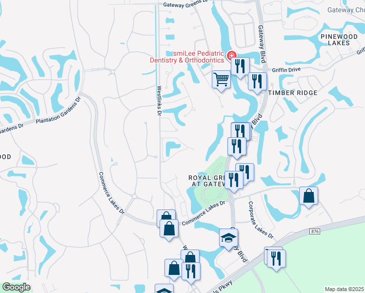 map of restaurants, bars, coffee shops, grocery stores, and more near 12060 Summergate Circle in Fort Myers