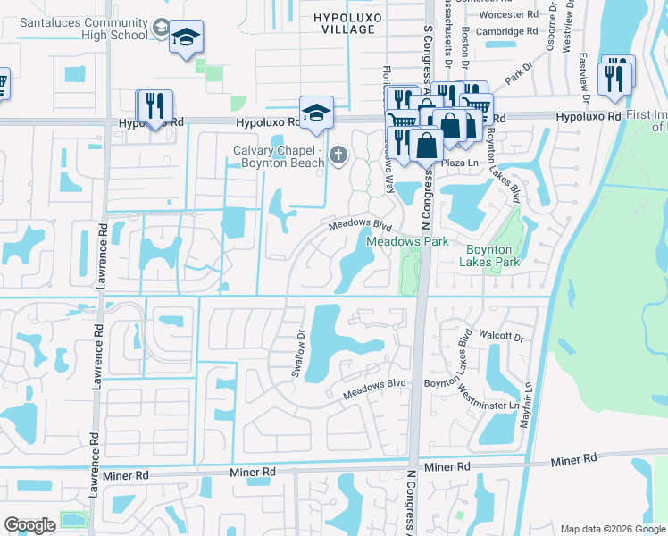 map of restaurants, bars, coffee shops, grocery stores, and more near 45 Heather Cove Drive in Boynton Beach