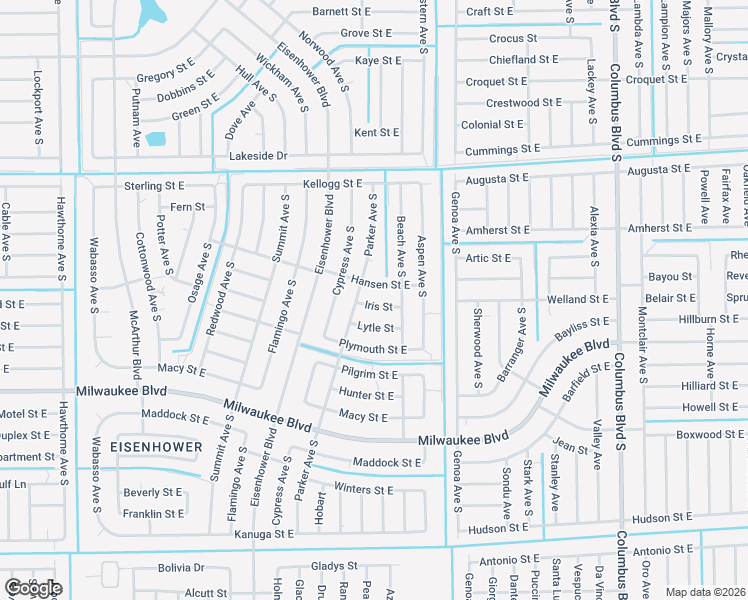 map of restaurants, bars, coffee shops, grocery stores, and more near 1027 Hansen Street East in Lehigh Acres
