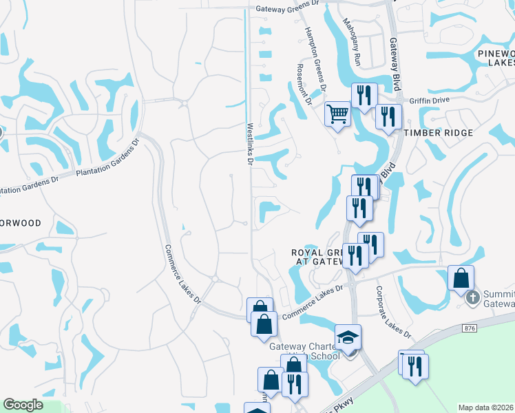map of restaurants, bars, coffee shops, grocery stores, and more near 12101 Santaluz Drive in Fort Myers