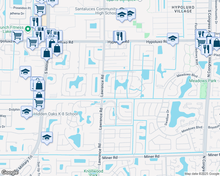 map of restaurants, bars, coffee shops, grocery stores, and more near 7293 Providence Road in Boynton Beach