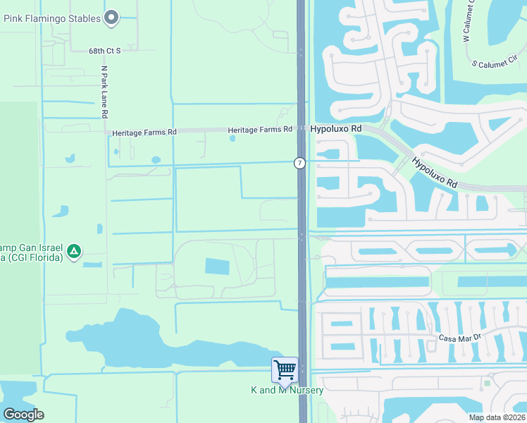 map of restaurants, bars, coffee shops, grocery stores, and more near Ranches Road in Palm Beach County
