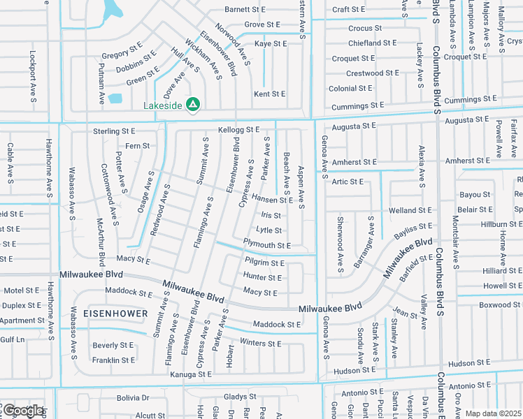 map of restaurants, bars, coffee shops, grocery stores, and more near 1025 Iris Street in Lehigh Acres