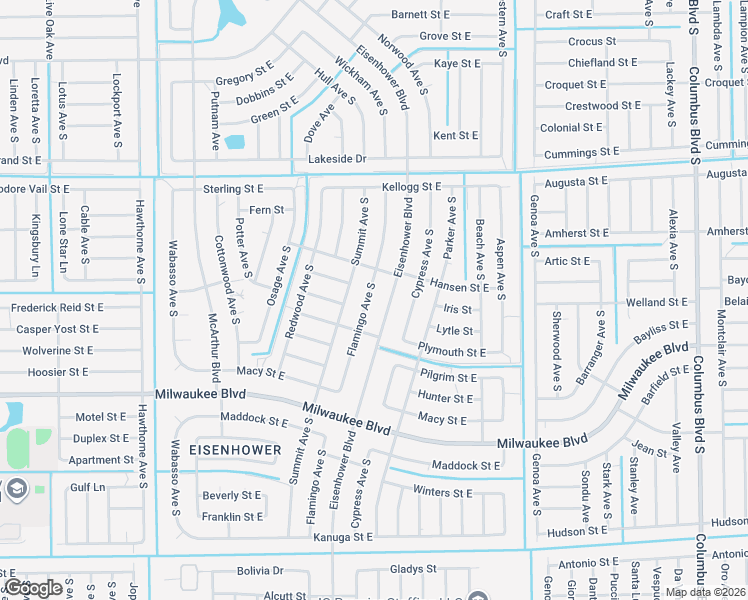 map of restaurants, bars, coffee shops, grocery stores, and more near 537 Flamingo Avenue South in Lehigh Acres