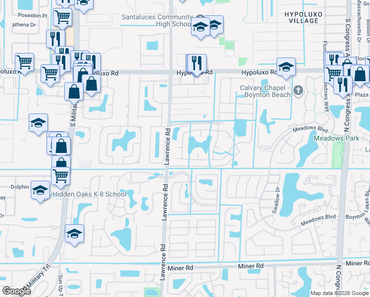 map of restaurants, bars, coffee shops, grocery stores, and more near 7293 Providence Road in Boynton Beach